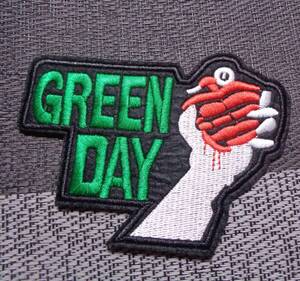 黒赤緑GD左手■激渋『GREEN DAY グリーン.ディ』アメリカ パンク・ロックバンド　刺繍ワッペン■ミュージック 音楽■ 洋服・衣類・衣服DIY