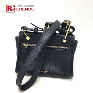 BALLY バリー ロゴ 2WAY ショルダーバッグ レザー ネイビー レディース【中古】