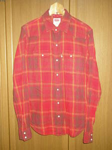 Levis リーバイス 赤 チェック ウエスタンシャツ ネルシャツ シャツ M チェックシャツ ( ロカビリー サイコビリー