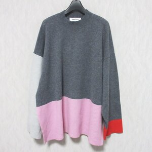 新品同様 24SS ENFLD エンフォルド BI-COLOR BOX-PULLOVER 長袖 ニット セーター 300HS270-0270 38 ピンク×グレー ◆