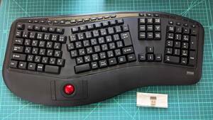 【希少モデル】サンワサプライ　トラックボール内蔵 エルゴノミクスキーボード SKB-ERG6BK （ブラック）+USBレシーバー ワイヤレス