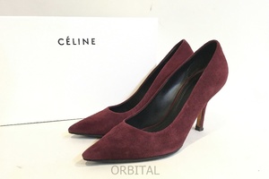 二子玉) CELINE セリーヌ ポインテッドトゥ スウェードヒールパンプス バーガンディ 35 22.5cm フィービー期