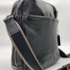 1円 【大人気!!】 COACH コーチ ショルダーバッグ レザー ブラック ヘリテージウェブ F70813 ビジネス メッセンジャー メンズ 斜め掛け