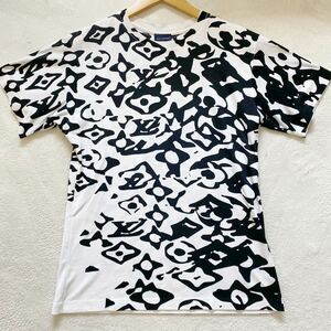 【美品】 LOUIS VUITTON ヴィトン URS FISCHER コラボ Tシャツ メンズ モノグラム 現行タグ ホワイト ブラック S トップス カットソー