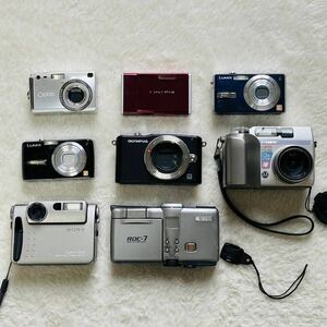 1円スタート　ジャンク　デジカメ　８点　まとめ　不動品　Panasonic　OLYMPUS　SONY　RICOH　FUJIFILM