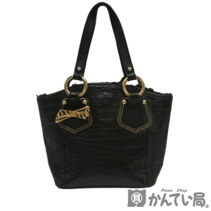 19671 ANNA SUI【アナスイ】トートバッグ ハンドバッグ 型押しレザー 鞄 ブラック 黒 レディース【中古】USED-B