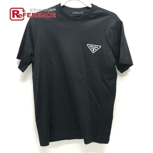 新品同様 PRADA プラダ UJN656 インターロック Tシャツ 半袖T 夏服 アパレル 半袖Ｔシャツ ブラック メンズ【中古】