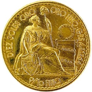 ペルー女神座像 金貨 1965年 4.6g 21.6金 イエローゴールド コレクション アンティークコイン Gold