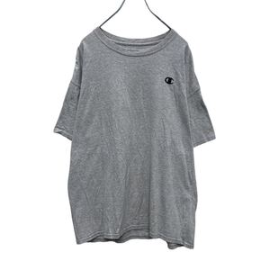 Champion 半袖 プリント Tシャツ 2XL グレー ブラック チャンピオン ワンポイントロゴ ビッグサイズ 古着卸 アメリカ仕入 a504-6010