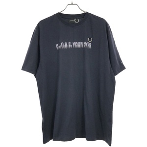 RAF SIMONS × FRED PERRY ラフシモンズ × フレッドペリー プリントクルーネックTシャツ SM4206 ネイビー L IT1DPMIYH1JK