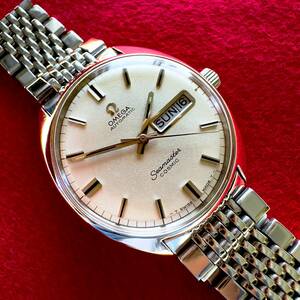 送料無料 OH済 オメガ シーマスター コスミック cal.752 OMEGA SEAMASTER COSMIC 自動巻き アンティーク メンズ腕時計 1970年 ライスブレス