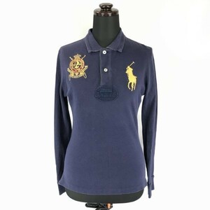 ラルフローレン★ビッグポニー/長袖ポロシャツ【レディースM/紺】背番号2/RALPH LAUREN◆BC489