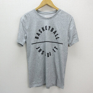 Z■ナイキ/NIKE BASKETBALLロゴプリントTシャツ■霜降り【メンズM】MENS/アメカジ/131【中古】■