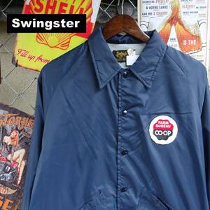 Swingster コーチジャケット M サイズ 企業 ロゴ ワッペン ネイビー 10399