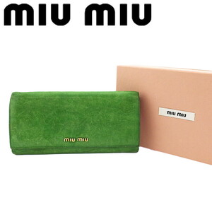 ミュウミュウ 長財布 ファスナー付き 財布 レディース ロゴ miu miu 中古