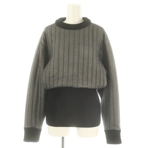 フミカ ウチダ FUMIKA_UCHIDA QUILTED LONG RIB PULL TOP プルオーバー カットソー 長袖 切替 36 黒 ブラック /MF ■OS レディース