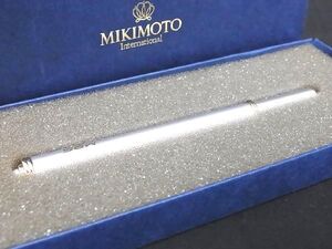 ■新品同様■ MIKIMOTO ミキモト 本真珠 アコヤ真珠 パール 約0.4mm ボールペン 筆記用具 文房具 ステーショナリー シルバー系 DD5200