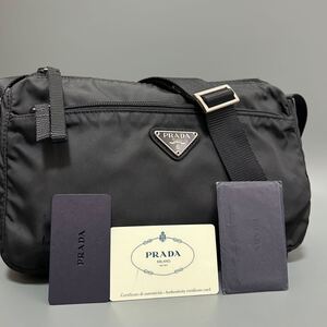 1円 PRADA プラダ テスートナイロンショルダーバッグ クロスボディ カメラバッグ レディース ブラック系正規品本物 ギャランティ付き