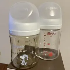【美品】ピジョン 母乳実感 哺乳瓶160ml ガラス製・プラ製2本セット