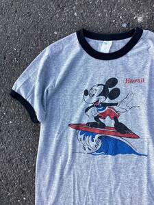 70-80年代ビンテージ☆ミッキーマウス ミニー Mickey Mouse リンガーTシャツ トリムTシャツ Hawaii ウォルトディズニー ヴィンテージ