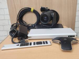 ⑤ H R61218 POLYCOM ポリコム RealPresence Group500 P001 テレビ会議システム MPTZ-11カメラ マイク リモコン ケーブル付属