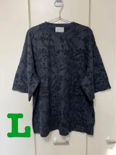 新品　EMMA CLOTHES ジャガード　カットソー　Tシャツ　ブラック　L