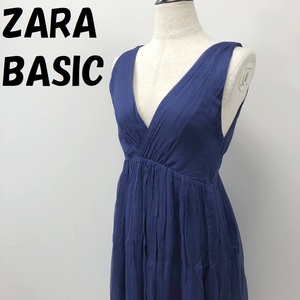 【人気】ZARA BASIC/ザラベイシック ノースリーブ ワンピース ドレス ネイビーブルー サイズM レディース/S2547