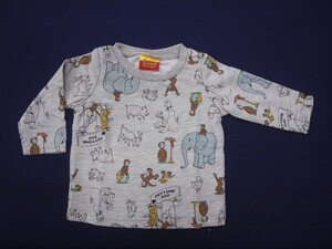 新品　EN9101-100　おさるのジョージ　長袖Tシャツ（ミニ裏毛）　グレー　レターパック発送（代引き不可）