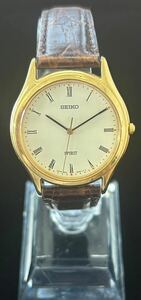 腕時計 SEIKO spirit 5E21 クォーツ ゴールド 白文字盤 レディース腕時計 ベルト純正 革ベルト セイコー 非稼働品 ジャンク 0d
