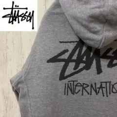 【激レア】STUSSY ステューシー　パーカー　グレー　ゆるだぼ　スウェット