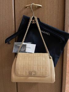 1000円~正規品 美品 CHANEL シャネル 2.55 チョコバー チェーン ショルダーバッグ ラム ゴールド金具 シリアルシール カードあり 保存袋