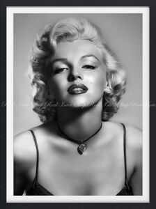 マリリン モンロー Marilyn Monroe モノクロ【額縁印刷】 壁紙ポスター 442×594mm （はがせるシール式） 012SGF2