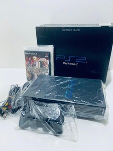 PS2 プレイステーション2 SCPH-50000ミッドナイトブラック 本体 コントローラ クリア プレステ PlayStation 希少品 箱付 美品/動作品(N-13)