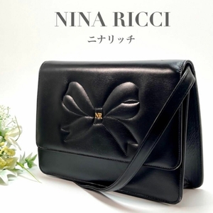 希少 ヴィンテージ NINA RICCI ニナリッチ 2way ショルダーバッグ クラッチ 斜めがけ クロスボディ ブラック 黒 リボン レディース