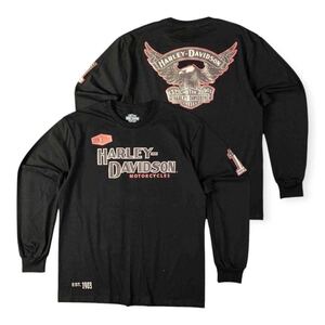  ハーレーダビットソン ロンT トップス 長袖 黒 Tシャツ バイク ツーリング モーターサイクル Harley L