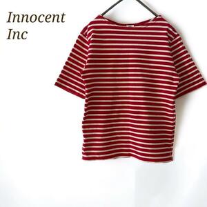 Innocent Inc.　レディース　Tシャツ S　レッド　ウォーリーボーダー　ボートネック