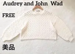 ■Audrey and John Wad 透かし編みニットセーター FREE 白