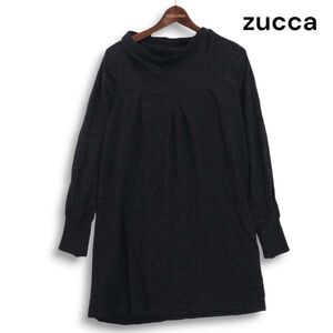 zucca ズッカ 秋冬 長袖 ジャージー ウール♪ ニット チュニック ワンピース Sz.M　レディース グレー　K4T01668_A#E