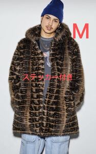 【新品】M Supreme Faux Fur Hooded Coat Brown シュプリーム フェイク ファー フーディー コート ブラウン ステッカー付き