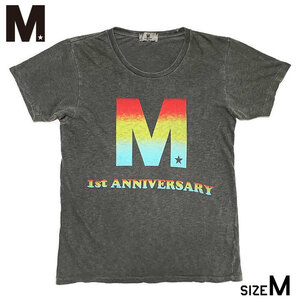 国内正規品■M(エム) 1周年記念 限定 Mロゴ レインボー柄 ピグメント加工 半袖Tシャツ 黒ブラック M