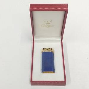 2075【美品】Cartier　カルティエ　ライター　トリニティ　ブルーマーブル　火花確認済み