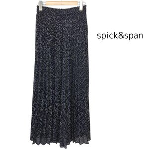 【送料込】 spick&span スピックアンドスパン スカート ブラック 黒 ドット柄 柔らかいプリーツ ウエストゴム マキシ丈 sizeFREE/963378