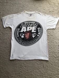 初期1990年代Ape 古着TシャツMサイズBAPEエイプ吹き出しタグA Bathing Ape 裏原宿90sベイプnigo nowhere初期ラジカセタグ 猿の惑星！！