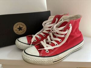 ABCマート購入 CONVERSE ALLSTAR 赤24cm コンバース オールスター スニーカー ハイカット USED 古着