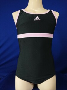 ka_4621s ★定形外 配送★ ADIDAS アディダス 光沢 ブラック ピンクパイピング ハイカット 競泳水着 150(M)