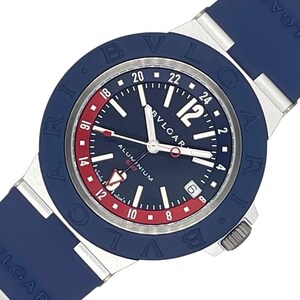 ブルガリ BVLGARI アルミニウム GMT BB40ATGMT ブルー アルミニウム/ラバーベルト 腕時計 メンズ 中古