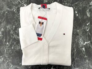 TOMMYHILFIGER トミーヒルフィガー レディース 長袖 カーディガン M 白 ホワイト シンプル ロゴ