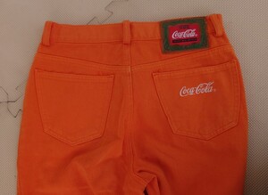 ●コカ・コーラ コットンパンツ オレンジ ヴィンテージ Coca-Cola ロゴ刺繍 1980 綿100% Mサイズ 古着 レトロ コレクション