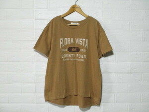 レディース　LOWRYS FARM ローリーズファーム　ロゴ入り　半袖Tシャツ　茶系　L　