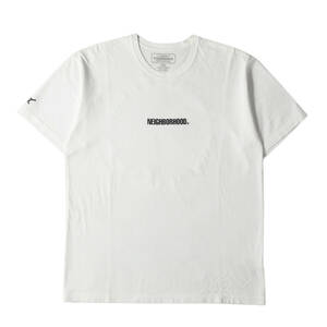 NEIGHBORHOOD ネイバーフッド Tシャツ サイズ:XL フロッキープリント クルーネック 半袖Tシャツ ホワイト 白 トップス カットソー